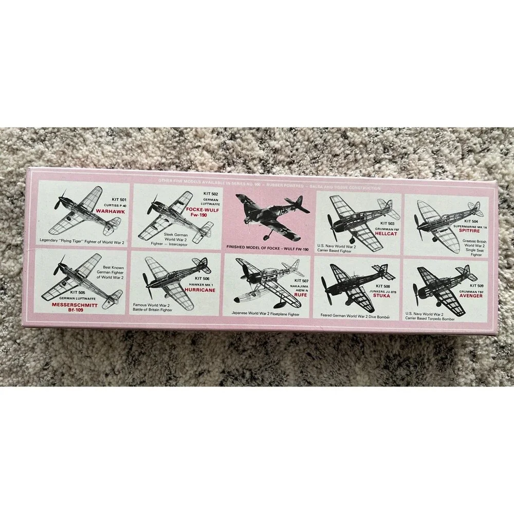 NOS Guillow's 1976 Flying Model Airplane Kit 502 Focke-Wulf FW-190 WW2 Fighter